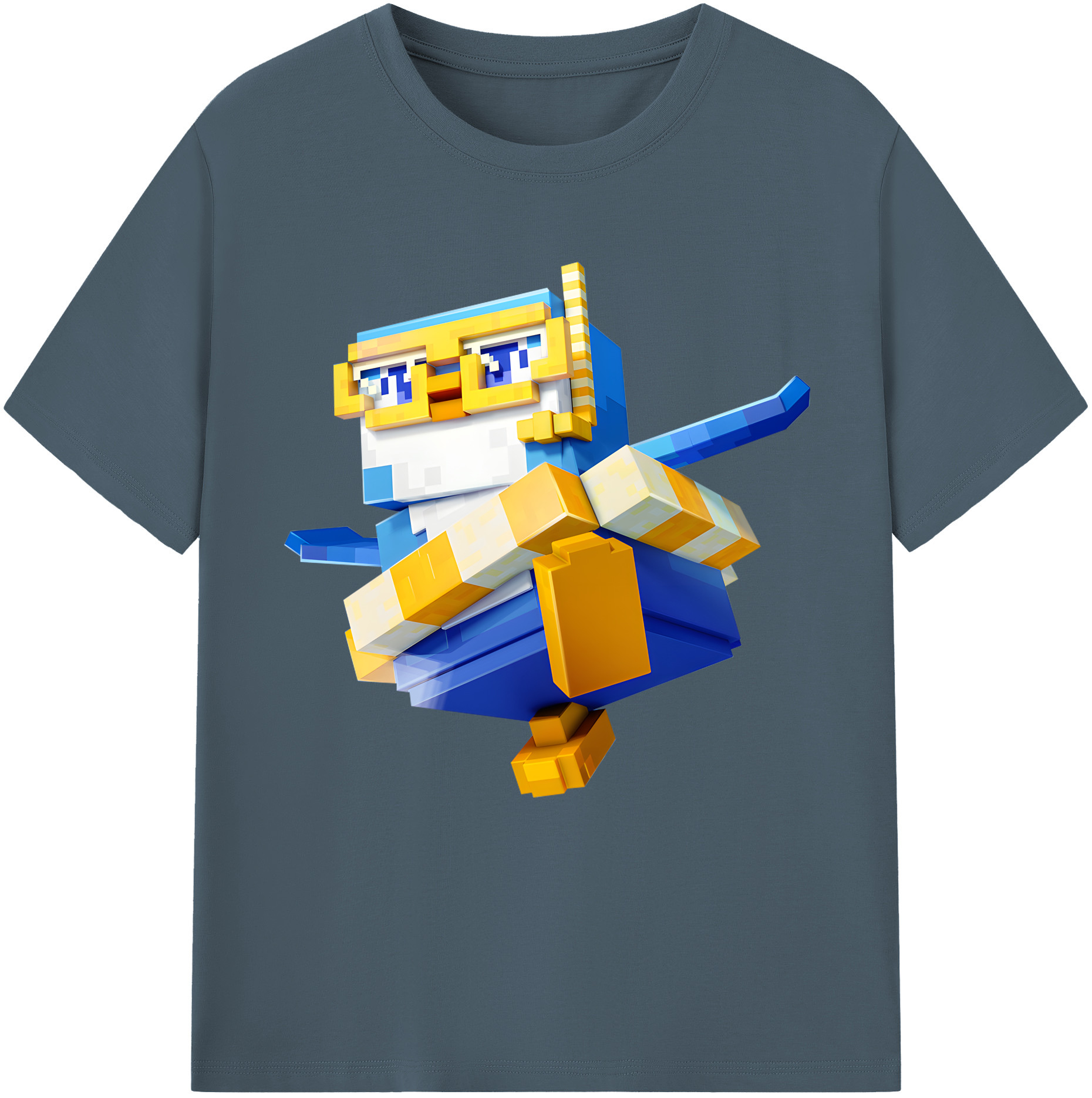 （画像用） マインクラフト ブロックの世界 Minecraft MC Block world 綿100％半袖Tシャツ（フロントプリント）